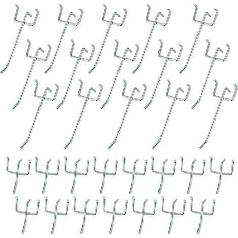30 Pièces Crochets pour Panneaux Perforés, Crochets Panneau Perforé Porte Mural, Crochets Muraux pour Organiser Outils Établi Rayonnages - 10cm/5cm