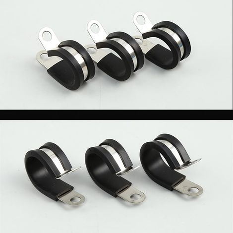 Lot de 10 serre-câbles en caoutchouc P - 13 mm - Colliers de serrage - Colliers de serrage - En acier inoxydable - Kit de serre-câbles en fil métallique (1/4)