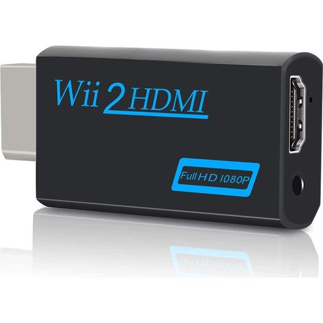 Convertitore da Wii a HDMI, adattatore video Full HD 1080p con uscita audio da 3,5 mm e HDMI, supporta tutte le modalità di visualizzazione Wii - 1 pezzo (nero) (1/5)