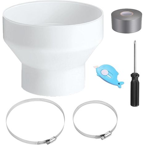 ABS Ducting Reducer 150mm to 100mm, Ventilation Hose Adapter with 2 Stainless Steel Clamps, Ventilation Reduction for Mobile Air Conditioner or Extractor (1/5)