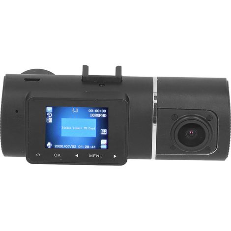 Caméra embarquée rotative 1080p à double objectif DVR, vision nocturne grand angle 170°, capteur G, enregistreur vidéo, alimentation 12-24 V CC (1/5)