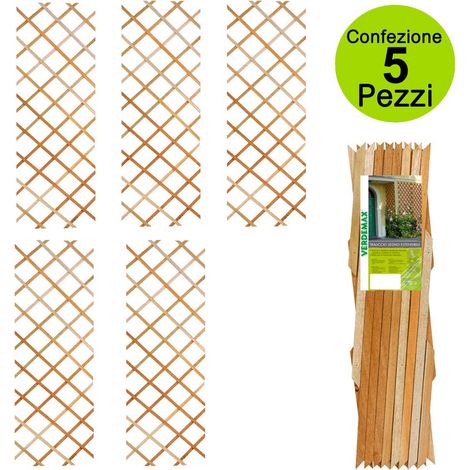 Multipack da 5 pz tralicci estensibili 1,20 x h 1,80 metri in legno di pino duro colore naturale