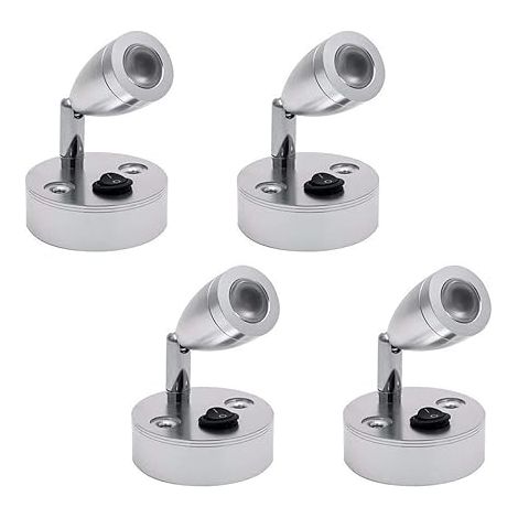12V LED Spot Lampe de Lecture Interrupteur Réglable Lumière Chaude pour Camping Car Van Bateau Led Lumière Intérieure (4 PCS)- (1/4)