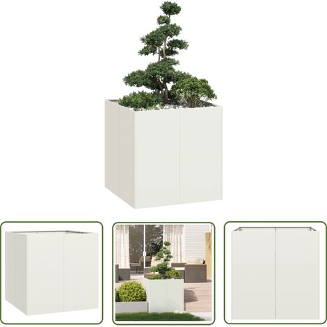 vidaXL Jardinière blanc 80x80x80 cm acier (1/5)