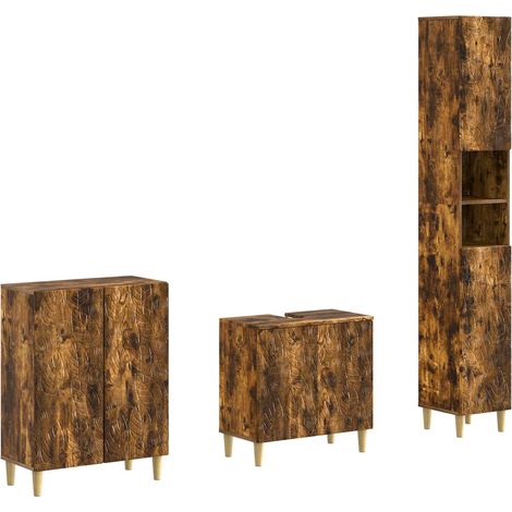 Maison Exclusive - Set di armadietti da bagno in 3 pezzi DELFT Rovere Fumo (1/5)