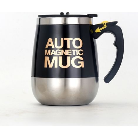 Taza de café eléctrica giratoria magnética totalmente automática, recargable por USB, negra, 400 ml. (1/5)