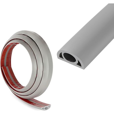 Goulotte Passe Cable Sol, Goulotte Autocollante 20 mm (L) x 10 mm (H) x 3 Mètres de Longueur, Protege Canal De CâBle, pour Câbles électriques Domestiques, Protection de Câble, Cache-Câble, Gris (1/5)
