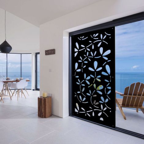 FLOREUS - Panneau ajouré en PVC - Brise-soleil - Dimension : 50x150 cm - Couleur : noir (1/4)