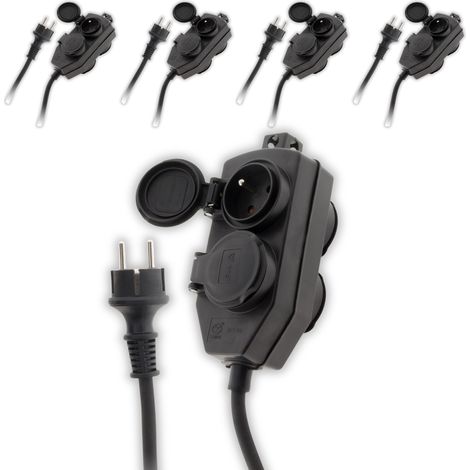 Zenitech – Lot de 5 boîtiers de dérivation 4 prises IP44 5m – Câblé H07RN-F 3G1,5mm² – Sécurité enfant intégrée – Norme NF