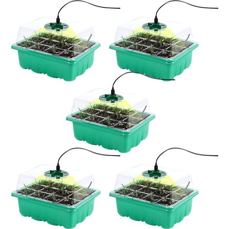 Kit De Culture Intérieure - Serre À Semis Avec Lampes De Croissance - Pour Plantes Fleurs Légumes - 5 Pièces (1/5)