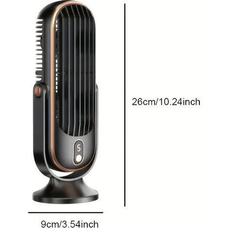 Ventilateur de bureau double moteur, 5 vitesses, flux d'air à 720°, batterie 1200 mAh, portable, idéal pour les voyages, le camping et les activités de plein air (noir).
