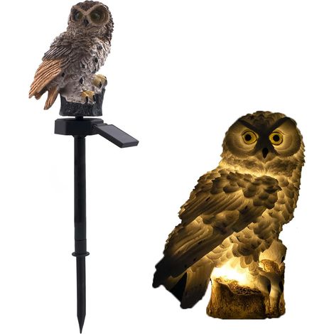 Lampe solaire d'extérieur, lampe de pelouse créative en résine, imperméable, motif hibou, veilleuse décorative pour jardin et maison, marron (1/5)