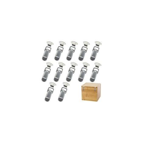 Attache Capot 12 Pièces, Fermeture à Levier, Loquet à Ressort,Loquet à Bascule Fermoir à Ressort avec Crochet Fermeture à Ressort en Acier Inoxydable pour Coffret, Boîte, Tiroir, Armoire (1/5)