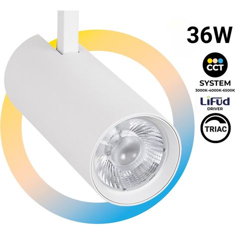 Proyector LED Para Carril Monofásico - 36W - CCT - TRIAC - Blanco (1/5)