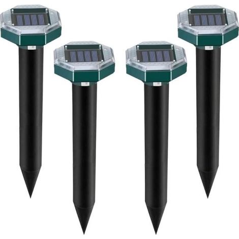 Répulsif Taupe Ultrason Solaire, 4 Pièces Répulsifs Anti-Taupes, IP65 Étanche Anti Taupe Solaire, Répulsif Serpent (1/4)