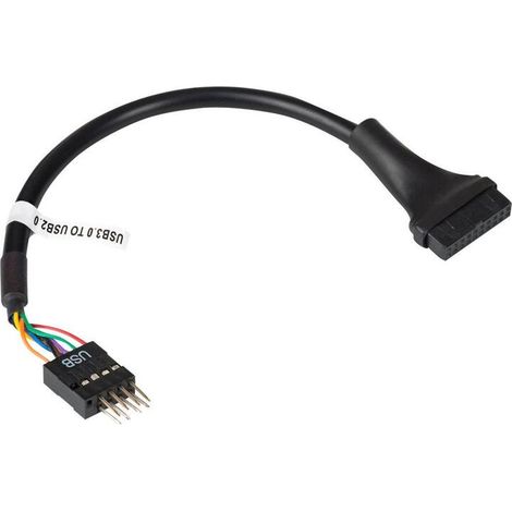 Adaptador Akyga AK-CA-75 USB 3.0 de 19 pines a USB 2.0 de 9 pines para placa base, cable de 20 cm
