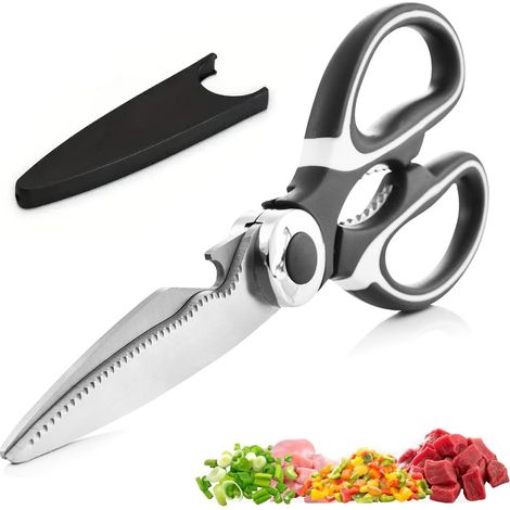 Tijeras de cocina — Tijeras resistentes y versátiles — Aptas para alimentos, carne, aves y verduras [1 unidad] (1/5)