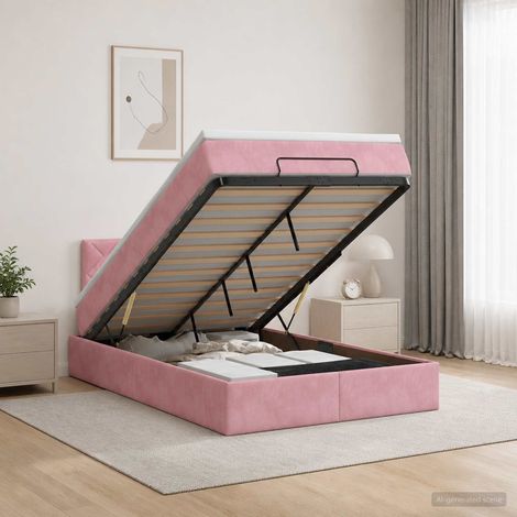 vidaXL Cama otomana con colchón Rosa 120 x 200 cm Terciopelo (1/5)