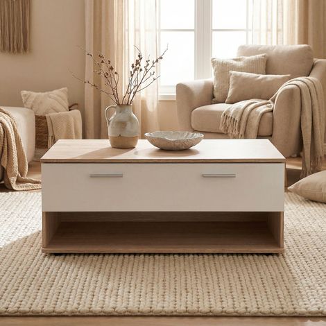 Table basse contemporaine chêne/blanc Toledo