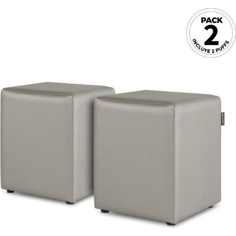 Puff Cubo Polipiel Gris Claro PACK 2 UNIDADES Gris Claro