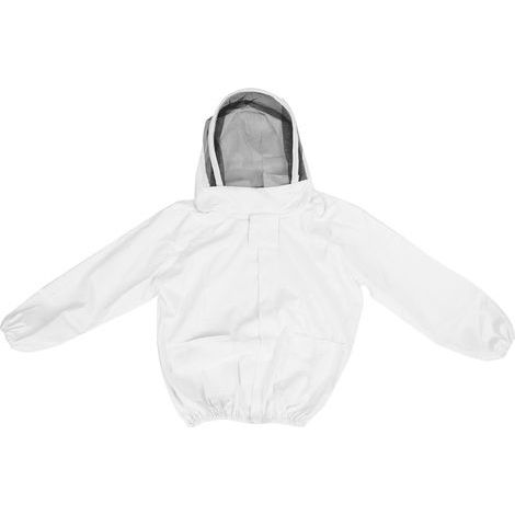 Veste d'apiculture, Costume Professionnel d'abeille de Veste de Voile d'apiculture Professionnelle Pull Over Smock avec Double Fermeture éclair Accessoire Apiculteur(Blanc). (1/5)