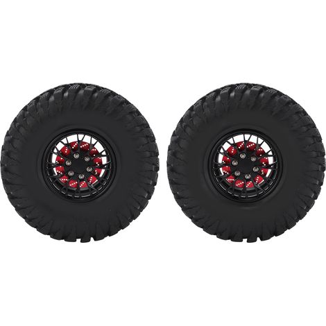 Jante en alliage métallique 2,2 pouces pour voiture RC, pneu en caoutchouc durable, pièces de rechange et accessoires de mise à niveau - Noir (1/5)