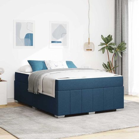 vidaXL Struttura del letto con materasso Blu 160 x 200 cm Tessuto (1/5)