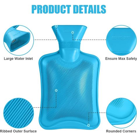 Bouillotte 1L - Mini thermos en caoutchouc naturel sans couvercle, thermoplastique et sûre (1/4)
