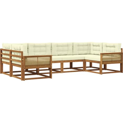 Conjunto de sofás de exterior con cojín 6 pcs Natural y Crema vidaXL (1/5)