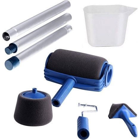 Herzberg HG-04395: set di rulli di vernice con contenitore di vernice