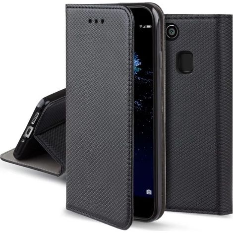 Schutzhülle für HUAWEI P10 LITE, geschlossene Smart-Magnet-Hülle, Schwarz + Glas (1/5)