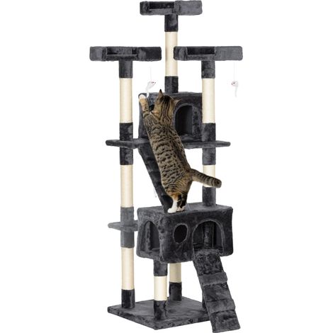 Árbol rascador para gatos, cuatro niveles, panel de aglomerado. (1/2)