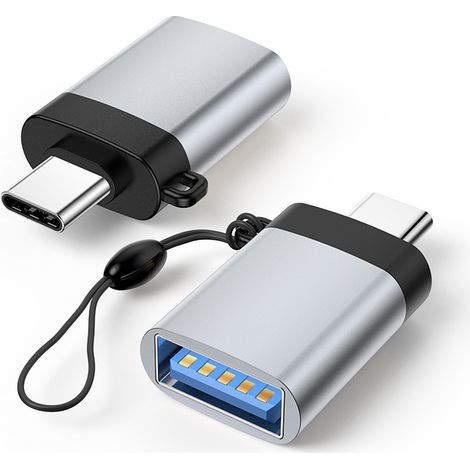 Adattatore da USB C a USB 3.0 (confezione da 2), adattatore da USB C maschio a USB 3.0 femmina compatibile con telefono, laptop, PC (argento) (1/3)