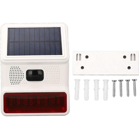 Solarbetriebener, drahtloser DC-Alarm (5 V, 433 MHz, 100 dB) mit Infrarotsensor, IP65 wasserdicht, akustischem und optischem Alarm (1/4)