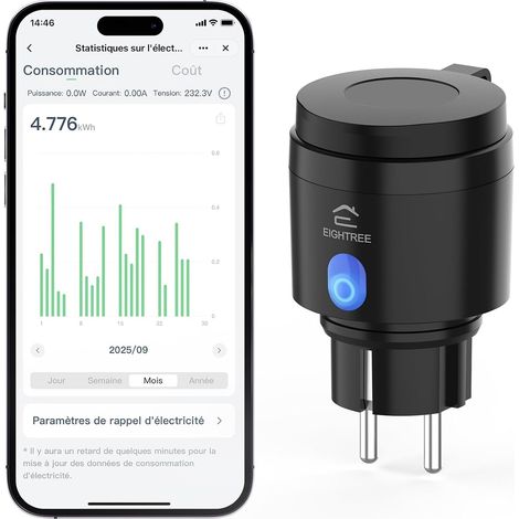 Prise Wi-Fi d'extérieur - Minuterie d'extérieur - Avec mesure du courant IP44 - Étanche - Avec minuterie, télécommande et commande vocale (1/5)