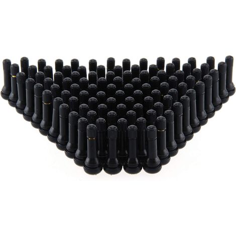 Trintion 100Pcs Car Tire Valve Stem TR414 Car Tyre Caps Rubber Snap in Tubeless with Metal Valve Puller Tool Dust Caps for Car Tyres Tubeless Rim Holes on Standard Vehicle Tires (1/5)