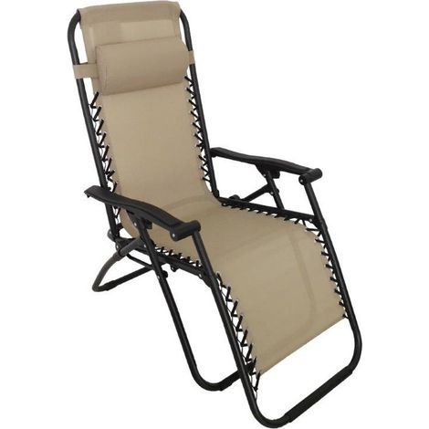 Sdraio in Acciaio e Corda Granada Beige 165x65x114 cm