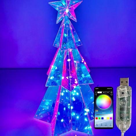 Figura luminosa Albero di Natale 3D 30 Led per decorazioni natalizie USB luci bluetooth gestite APP (1/3)