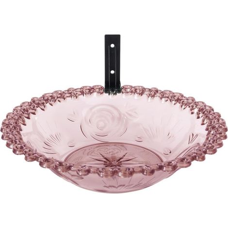 Wandmontierter Vogelfutter- und Wasserspender, robust und einfach zu montieren. Multifunktionale Schale für Balkon und Garten, lila. (1/5)