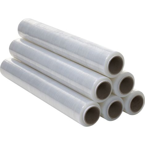 Ofituria - Pellicola trasparente per imballaggio, 50 cm x 200 metri di lunghezza, rotolo di pellicola elastica, estensibile a mano, per imballaggio industriale, 6 unità (1/5)