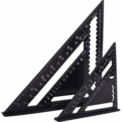 7'' and 12'' Multi-function Carpenter Square, Aluminum Metal Triangle Ruler Square Marking Gauge Protractor Angle Guide 45 90 Degrees/Carpenter Tools/Wood Carpentry Guide Tracing Tool (1/4)