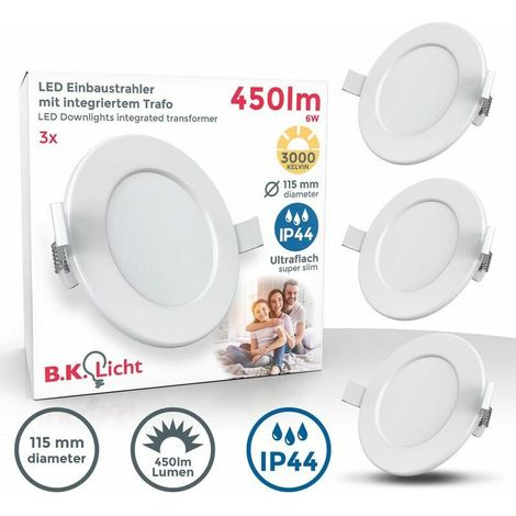 LED recessed spotlights bathroom spotlights recessed spotlights ultra flat lamp ceiling spotlights IP44 3x (1/5)
