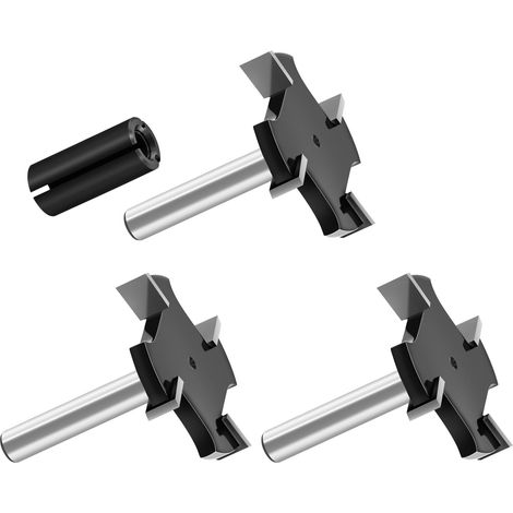 Fraise à défoncer pour spoilboard 6mm Tige 4 pièces, Diamètre 38mm de coupe extra-large, Fraise à raboter pour dalles raboter pour bois avec pince de serrage pour toupie(Carbure-4 ailes) (1/5)