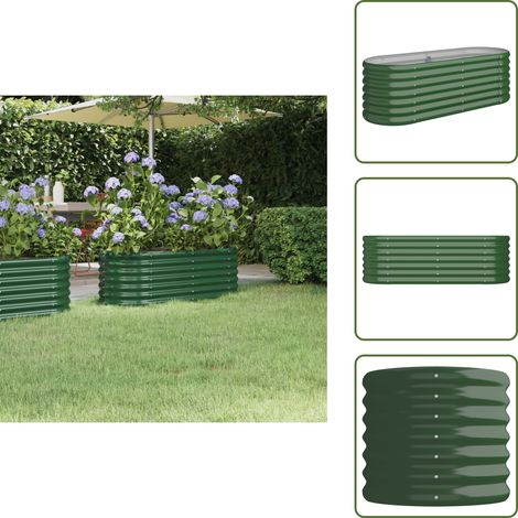 The Living Store Lit surélevé de jardin Acier enduit de poudre 114x40x36 cm Vert - Jardiniere Surélevée - Bac À Fleurs - Pot De Fleurs Extérieur - Fleurissement - Décoration Jardin (1/5)