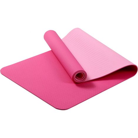 Esterilla de gimnasia, yoga y fitness, antideslizante, con correas, 183 x 61 x 0,6 cm, rosa. (1/5)
