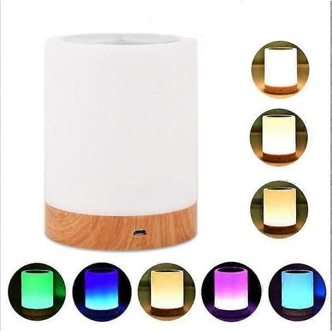 Lampe de chevet LED, lampe de table d'ambiance à intensité variable pour chambre et salon, veilleuse portable 5 couleurs avec lumière blanche chaude 2900-3200K et changement de couleur (1/5)