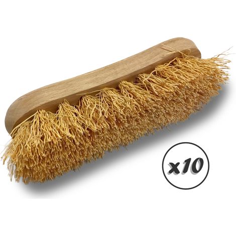 Brosse à laver et récurer en chiendent - Monture bois - Nettoyage, brossage pont mur sol carrelage - Quantité x10 - Chiendent