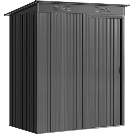 Casetta da giardino 159 x 106 x 181 cm porta scorrevole aerazione antiruggine finitura opaca contemporanea in metallo grigio scuro 210005599