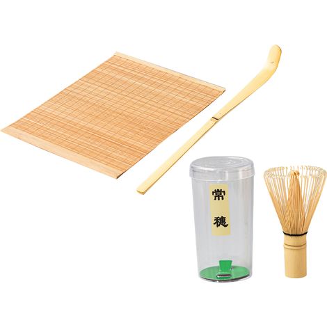 Matcha-Tee-Set aus Bambus mit Beutel, Löffel, Schneebesen und weißer Matte (Geschenk) (1/5)