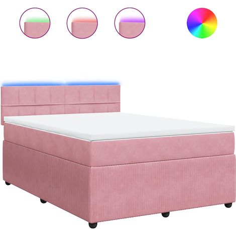 Maison Exclusive - Sommier à lattes de lit avec matelas Rose 160x200 cm Velours (1/5)